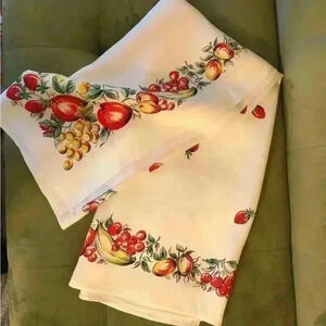 Adorable Vintage linen tablecloth with  colourful fruit design